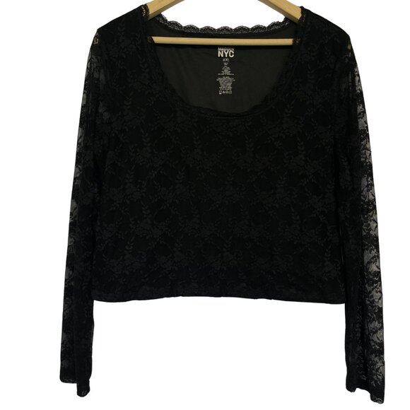 Madden NYC Lace Whimsigoth Crop Top Womens Size XXL Black Fairy Grunge Witchy - Picture 3 of 8